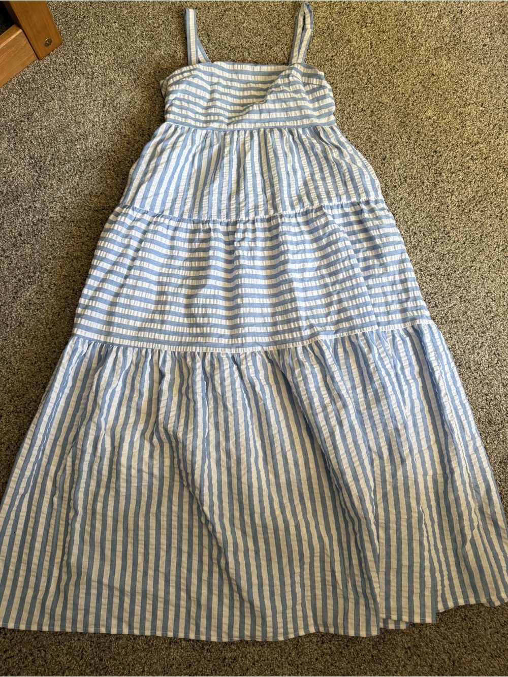 Blue and White Seersucker Dress